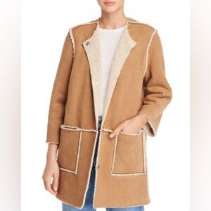 BB Dakota Women's Brown Had Me At Hello Reversible Faux‎ Shearling Coat Medium